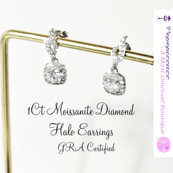 1ct GENUINE CERTIFIED MOISSONITE DIAMOND💎 EARRINGS 18kg/ 925 sterling silver 👀 - Picture 3 of 16